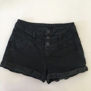 High waisted black shorts